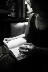 Megan Ellis reading a good book.
